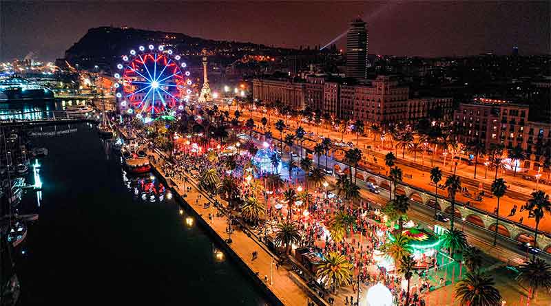 Chritmas fair by the sea in Barcelona