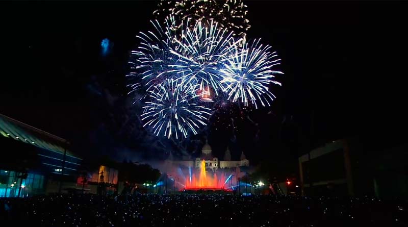 Fireworks at pyromusical of La Mercè in Barcelona